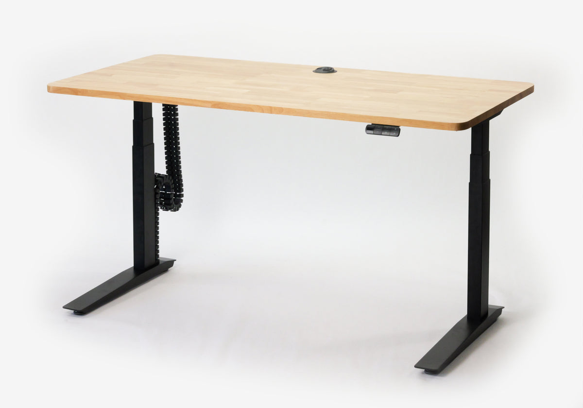 Rework Two-Leg standing desk with reclaimed rubberwood top